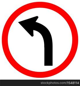 Curve Left Traffic Road Sign Isolate On White Background,Vector Illustration EPS.10