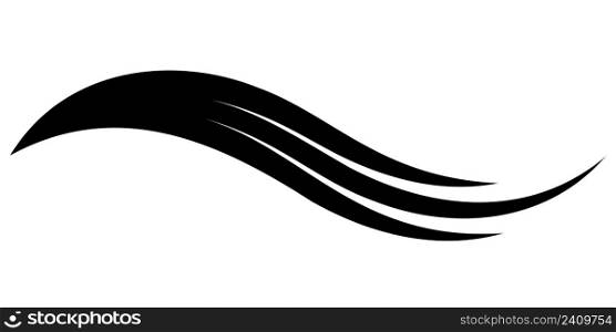 Curved calligraphic line sea wave calligraphic element feather vector elegantly curved ribbon stripe