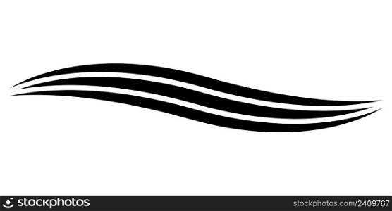 Curved calligraphic line, vector, ribbon, similar to road element of calligraphy, elegantly curved line