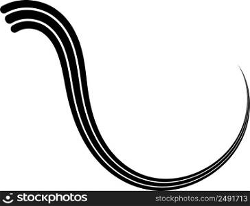 Curved calligraphic triple stripe ribbon, like calligraphy element curved line