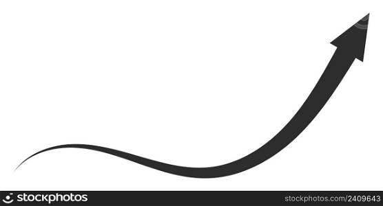 Curved directional arrow rising trend in stock exchange, flowing arrow pointing increase in level asset value stock illustration