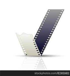 Curved Filmstrip on white background with reflection. Vector illustration