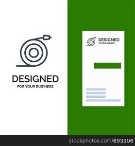 Curved, Flow, Pipe, Water Grey Logo Design and Business Card Template