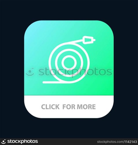 Curved, Flow, Pipe, Water Mobile App Button. Android and IOS Line Version