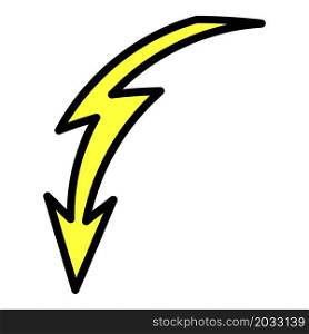 Curved lightning icon. Outline curved lightning vector icon color flat isolated. Curved lightning icon color outline vector