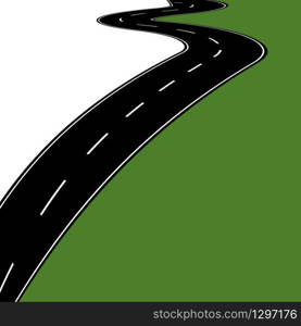 Curved road with markings. Vector illustration. Curved road with markings. Vector