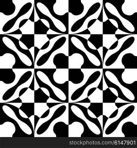 Curved Shapes Ornament. Seamless Monochrome Pattern