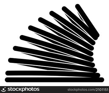 Curved steel spring. Black metal coil icon isolated on white background. Curved steel spring. Black metal coil icon