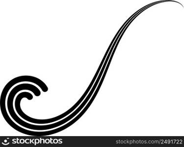 Curved three stripe calligraphy curl sea wave calligraphy elegantly curved