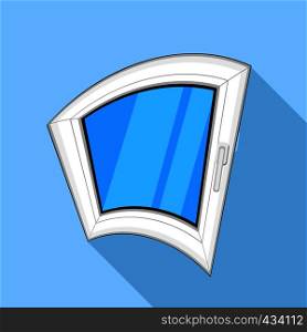 Curved window icon. Flat illustration of curved window vector icon for web on light blue background. Curved window icon, flat style