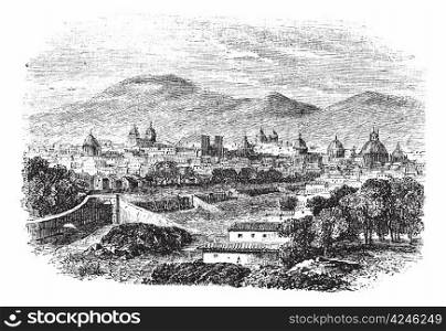 Cusco in Peru, during the 1890s, vintage engraving. Old engraved illustration of Cusco.