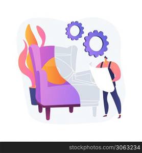 Custom furniture abstract concept vector illustration. Bespoke furniture, online shopping for handmade products, artisan manufacturing, custom joinery, clients sketch abstract metaphor.. Custom furniture abstract concept vector illustration.