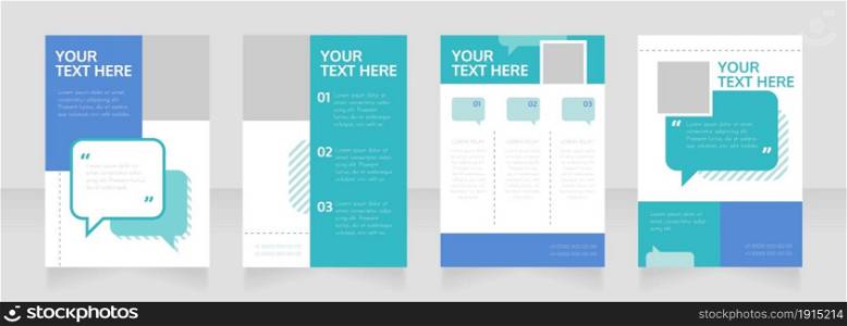 Customer assistance blank brochure layout design. Project info. Vertical poster template set with empty copy space for text. Premade corporate reports collection. Editable flyer paper pages. Customer assistance blank brochure layout design