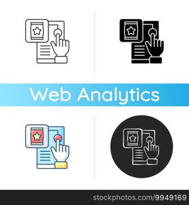 Customer behavior icon. Study of individuals and organizations and how they select and use products or services. Linear black and RGB color styles. Isolated vector illustrations. Customer behavior icon