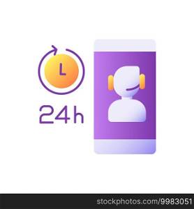 Customer care vector flat color icon. E banking app 24 hours client support. Online contact center. Mobile application operator chat. Cartoon style clip art for mobile app. Isolated RGB illustration. Customer care vector flat color icon