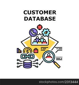 Customer Database Vector Icon Concept. Customer Database Phone Number And E-mail Address Private Information, Marketing And Advertising Process For Attract Customer Color Illustration. Customer Database Vector Concept Illustration