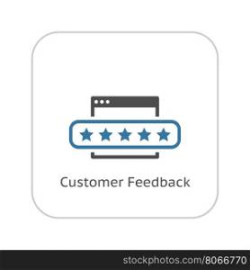 Customer Feedback Icon.. Customer Feedback Icon. Flat Design Isolated Illustration. App Symbol or UI element. Web Page with five stars.