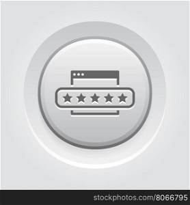 Customer Feedback Icon. Grey Button Design. Customer Feedback Icon. Grey Button Design. Isolated Illustration. App Symbol or UI element. Web Page with five stars.