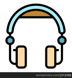 Customer headset icon. Outline customer headset vector icon color flat isolated. Customer headset icon color outline vector