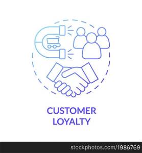 Customer loyalty blue gradient concept icon. Client retention. Consumer satisfaction and trust. Brand planning abstract idea thin line illustration. Vector isolated outline color drawing. Customer loyalty blue gradient concept icon