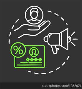 Customer perspective chalk RGB color concept icon. Focus audience. Building audience. Sales prospect. Market share growth idea. Vector isolated chalkboard illustration on black background