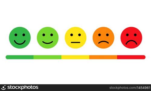 Customer rating scale with angy face and happy face. Customer satisfaction feedback or rating.Happy and angry face in flat style. vector illustration eps10. Customer rating scale with angy face and happy face. Customer satisfaction feedback or rating.Happy and angry face in flat style. vector