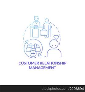 Customer relationship management blue gradient concept icon. Property regulation abstract idea thin line illustration. Isolated outline drawing. Roboto-Medium, Myriad Pro-Bold fonts used. Customer relationship management blue gradient concept icon