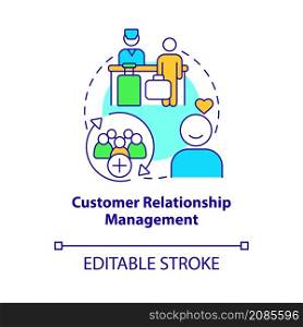 Customer relationship management concept icon. Property using regulation abstract idea thin line illustration. Isolated outline drawing. Editable stroke. Roboto-Medium, Myriad Pro-Bold fonts used. Customer relationship management concept icon