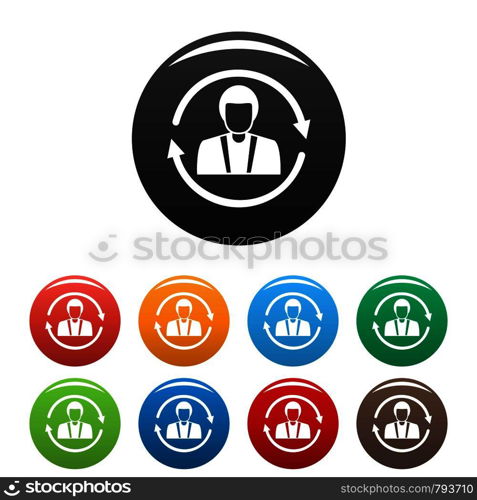 Customer retention icons set 9 color vector isolated on white for any design. Customer retention icons set color