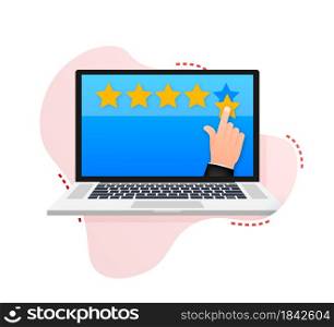 Customer review, Usability Evaluation, Feedback, Rating system isometric concept. Vector illustration. Customer review, Usability Evaluation, Feedback, Rating system isometric concept. Vector illustration.