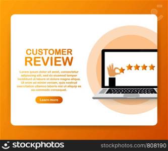 Customer review, Usability Evaluation, Feedback, Rating system isometric concept. Vector stock illustration