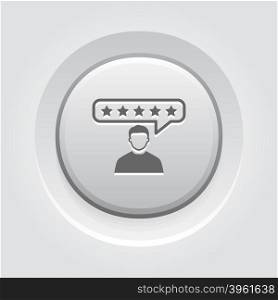 Customer Reviews Icon. Customer Reviews Icon. Business Concept. Grey Button Design