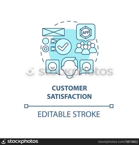 Customer satisfaction concept icon. Product usage abstract idea thin line illustration. Improving consumer experience. Increasing loyalty. Vector isolated outline color drawing. Editable stroke. Customer satisfaction concept icon