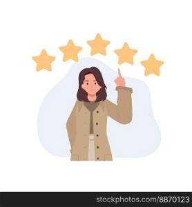 customer satisfaction feedback concept. People with 5 stars over the heads. Flat vector illustration
 