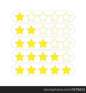 Customer satisfaction rating, stars 1 to 5, golden yellow