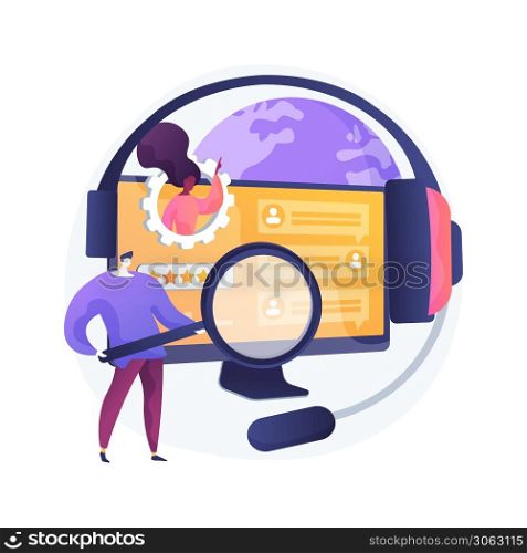 Customer self-service abstract concept vector illustration. E-support system, electronic proactive customer, online assistance, FAQs knowledge base, representative free shop abstract metaphor.. Customer self-service abstract concept vector illustration.