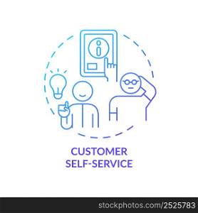 Customer self service blue gradient concept icon. Information source. Type of customer service abstract idea thin line illustration. Isolated outline drawing. Myriad Pro-Bold font used. Customer self service blue gradient concept icon