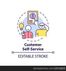 Customer self service concept icon. Information source. Type of customer service abstract idea thin line illustration. Isolated outline drawing. Editable stroke. Arial, Myriad Pro-Bold fonts used. Customer self service concept icon