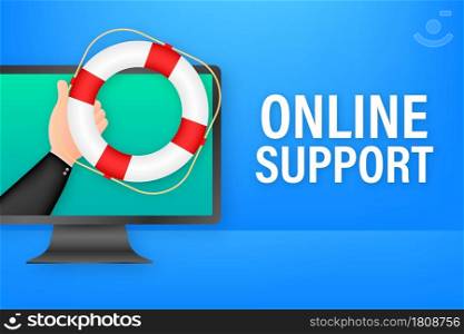Customer service 24-7. Call center landing page. Online support center, assistance. Vector stock illustration. Customer service 24-7. Call center landing page. Online support center, assistance. Vector stock illustration.
