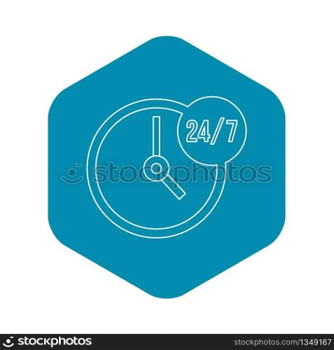 Customer service 24 7 icon. Outline illustration of Customer service 24 7 vector icon for web. Customer service 24 7 icon, outline style