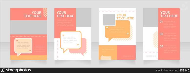 Customer service blank brochure layout design. Info in speech bubble. Vertical poster template set with empty copy space for text. Premade corporate reports collection. Editable flyer paper pages. Customer service blank brochure layout design