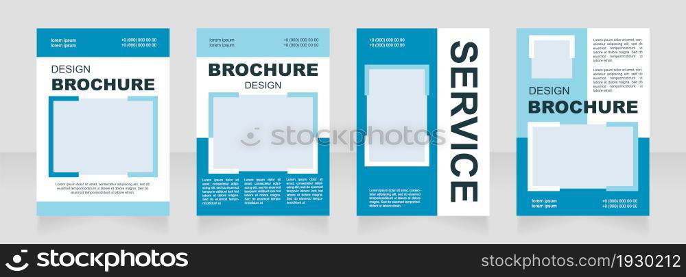 Customer service blue blank brochure layout design. Client support. Vertical poster template set with empty copy space for text. Premade corporate reports collection. Editable flyer paper pages. Customer service blue blank brochure layout design.