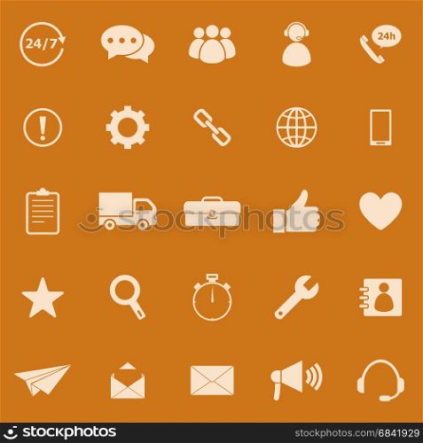 Customer service color icons on orange background, stock vector