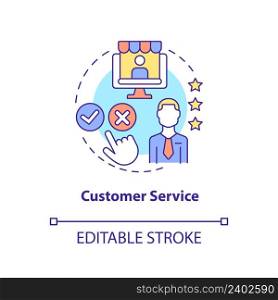 Customer service concept icon. Frequent difficulty of startup abstract idea thin line illustration. Consumer retention. Isolated outline drawing. Editable stroke. Arial, Myriad Pro-Bold fonts used. Customer service concept icon