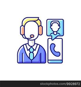 Customer service department RGB color icon. Support professionals. Providing speedy, effective resolutions. Establishing long-term relationships with customers. Isolated vector illustration. Customer service department RGB color icon