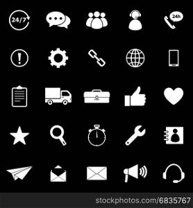 Customer service icons on black background, stock vector