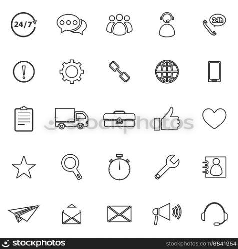 Customer service line icons on white background, stock vector
