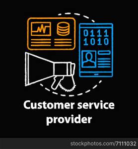 Customer service provider chalk concept icon. Billing idea. Technical support, hotline and communication. Clients assistance. Vector isolated chalkboard illustration
