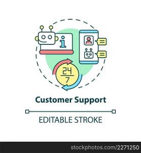 Customer support concept icon. Ex&les of automation in business abstract idea thin line illustration. Isolated outline drawing. Editable stroke. Arial, Myriad Pro-Bold fonts used. Customer support concept icon