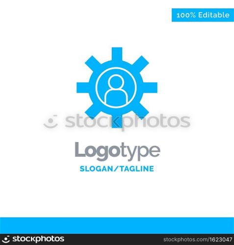 Customer Support, Employee, Service, Support Blue Solid Logo Template. Place for Tagline